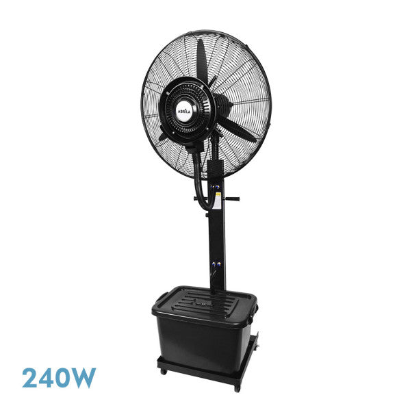 Ventilador de pie Diluvio Negro de Fabrilamp con nebulizador y tanque de 42 litros.