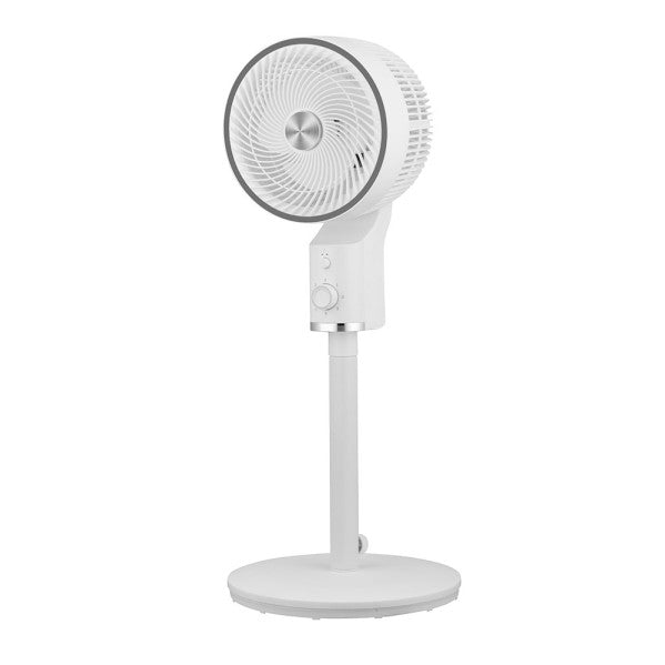 Ventilador de pie Talamo Blanco/Cromo 50W Fabrilamp, oscilante y rotatorio. Disponible en luzguru.com