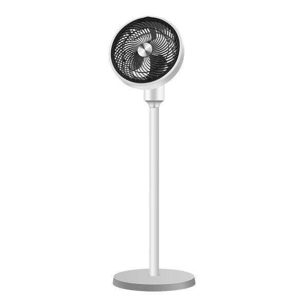 Ventilador de pie Vencejo blanco y negro de Fabrilamp, 45W, 3 velocidades, con mando a distancia y temporizador.