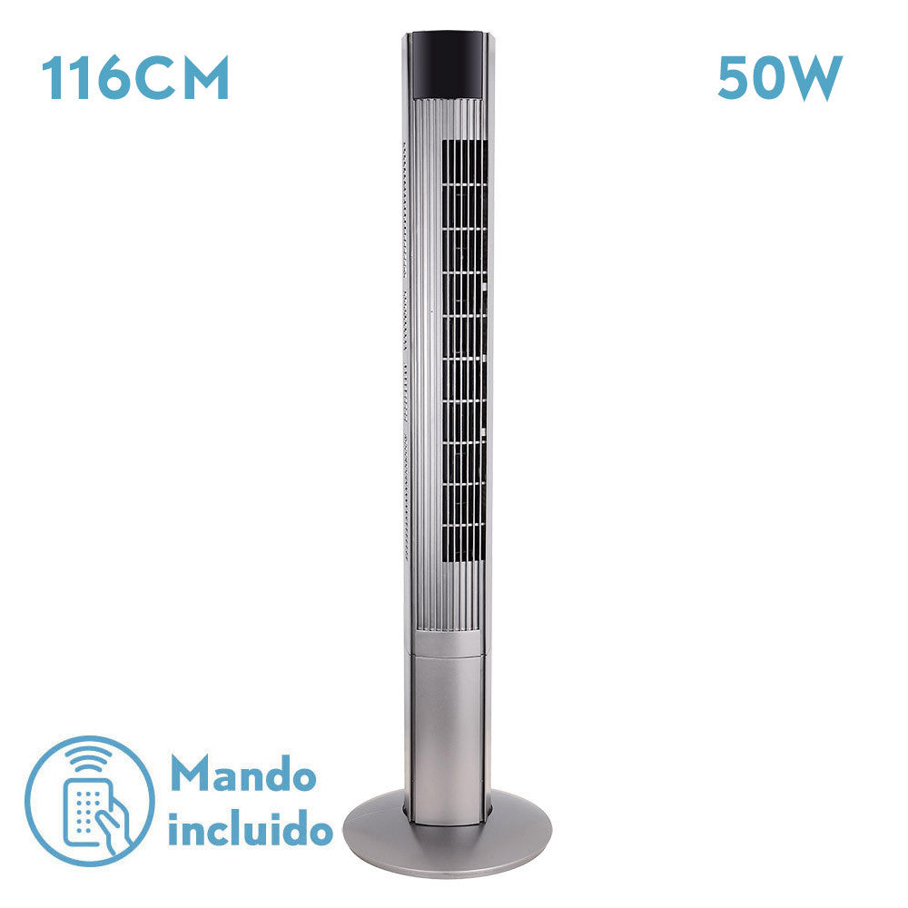 Principe Ventilador de Torre Plata con Mando Fabrilamp / Abrila