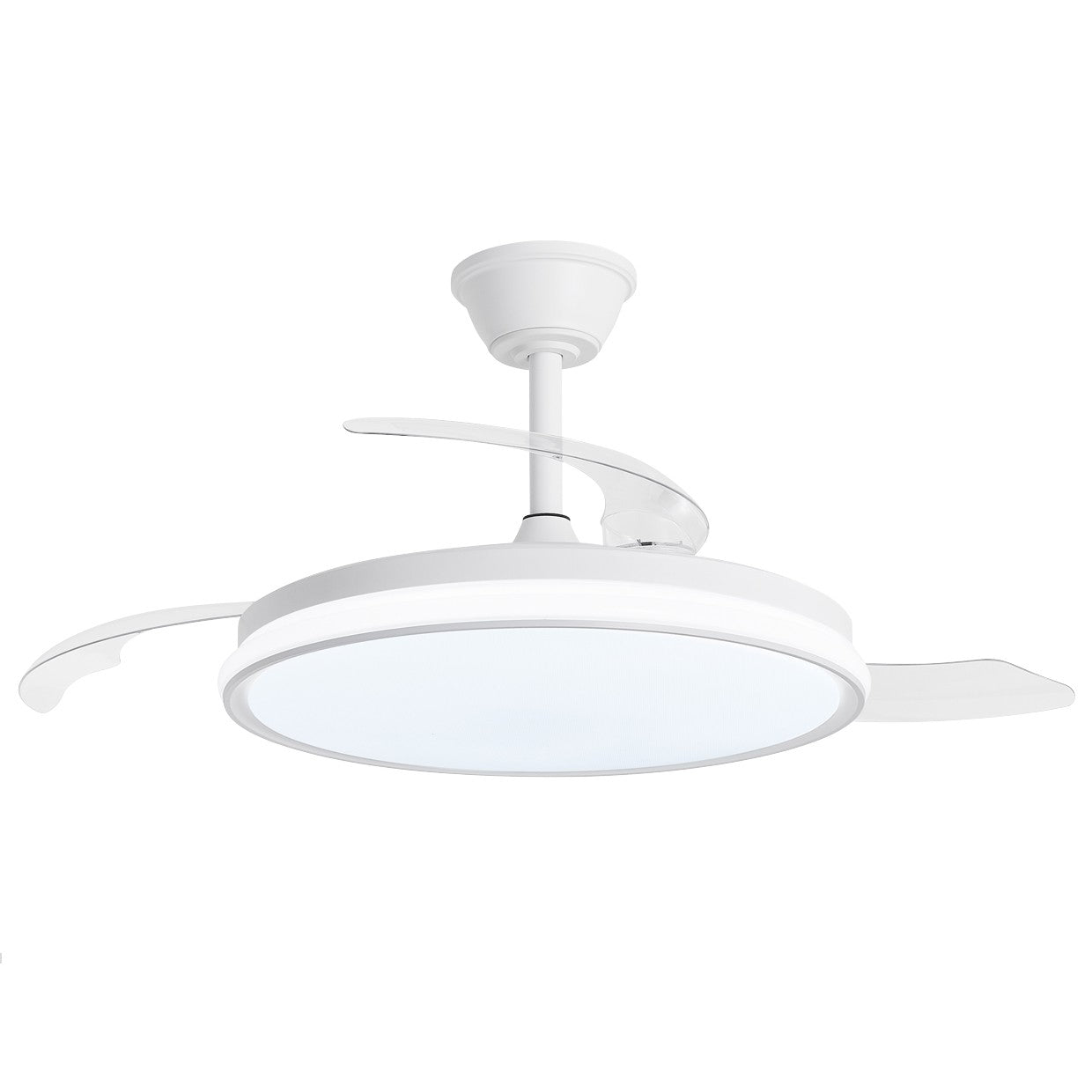 Ventilador de Techo Retráctil Dublin Blanco AJP / Alemar con palas cerradas, vista frontal