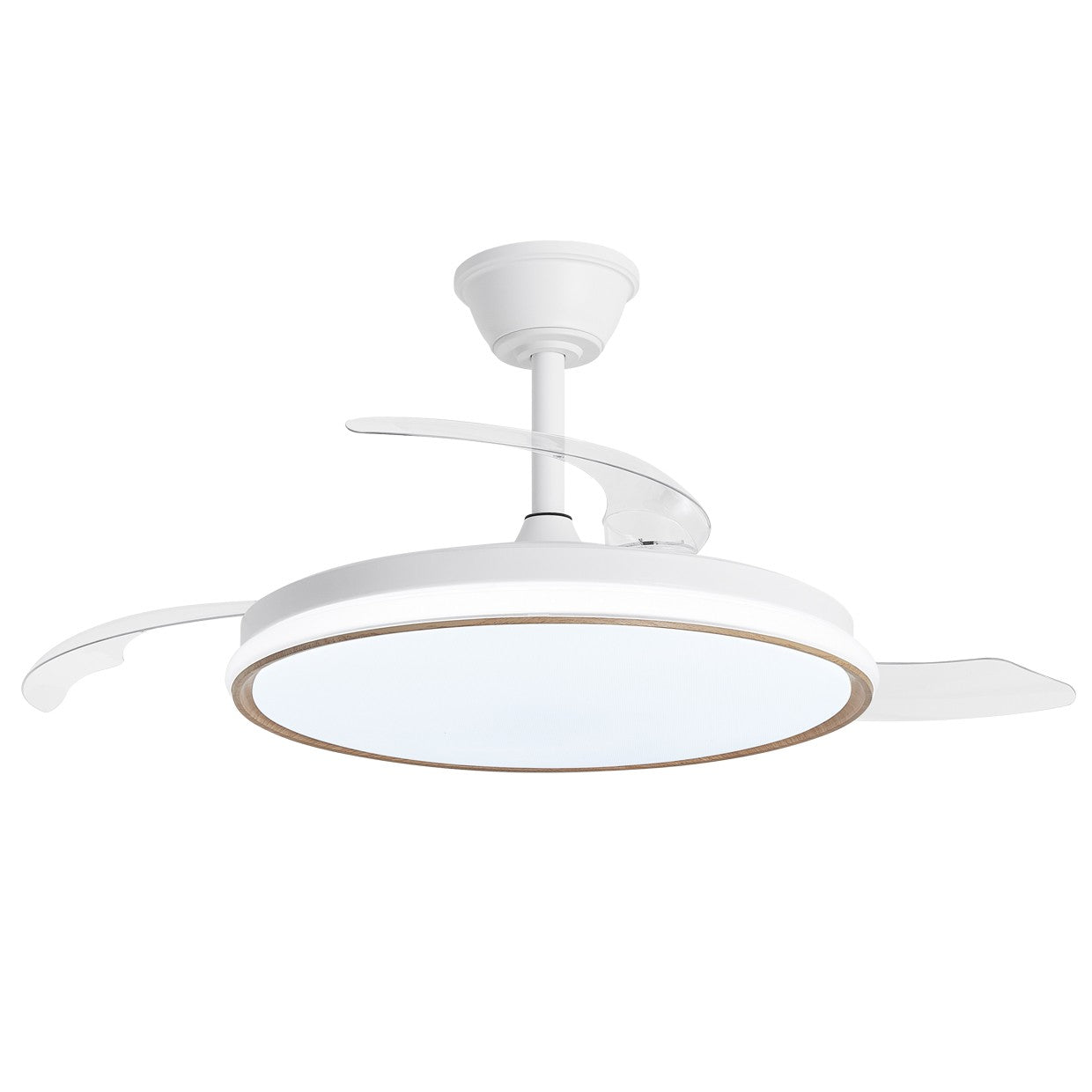 Ventilador de techo retráctil Dublin de AJP / Alemar en madera clara con luz LED integrada