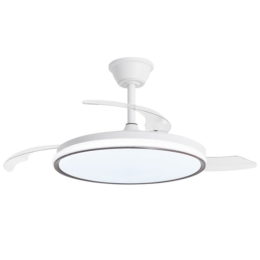 Ventilador de techo retráctil Dublin de AJP / Alemar en madera oscura con palas cerradas, vista frontal