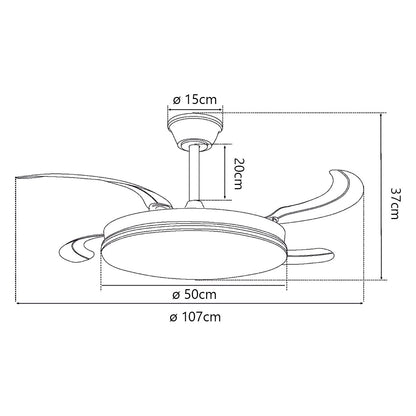 Ventilador AJP Alemar Ecos 11830 Blanco 50cm - Diagrama de medidas
