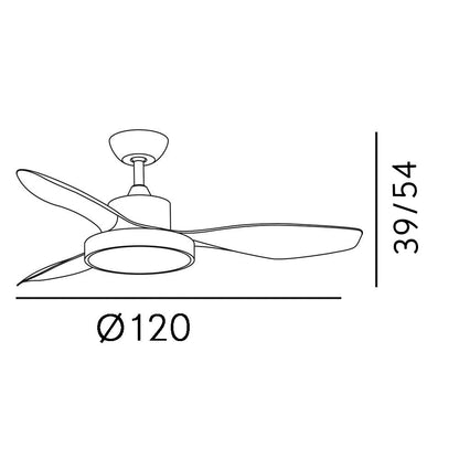 Ventilador de techo LED con 6 velocidades ajustables y función verano/invierno Hayate