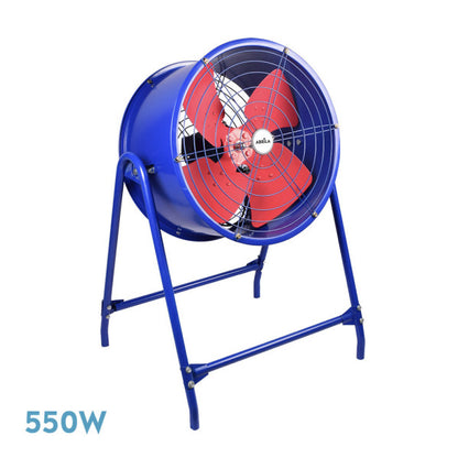 Ventilador Industrial Dana Azul/Rojo 550W de Fabrilamp con soporte y 4 aspas. Modelo 238971008