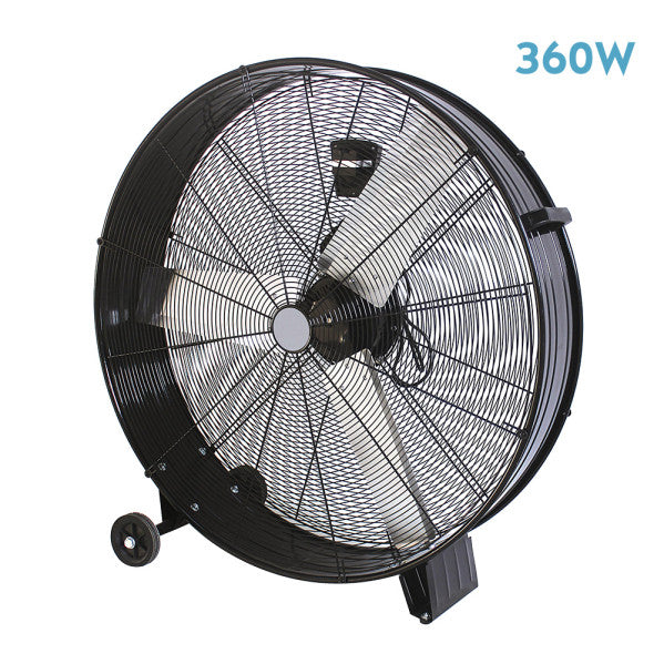 Ventilador Industrial Maximum 360w Negro, tres velocidades, con ruedas, Fabrilamp