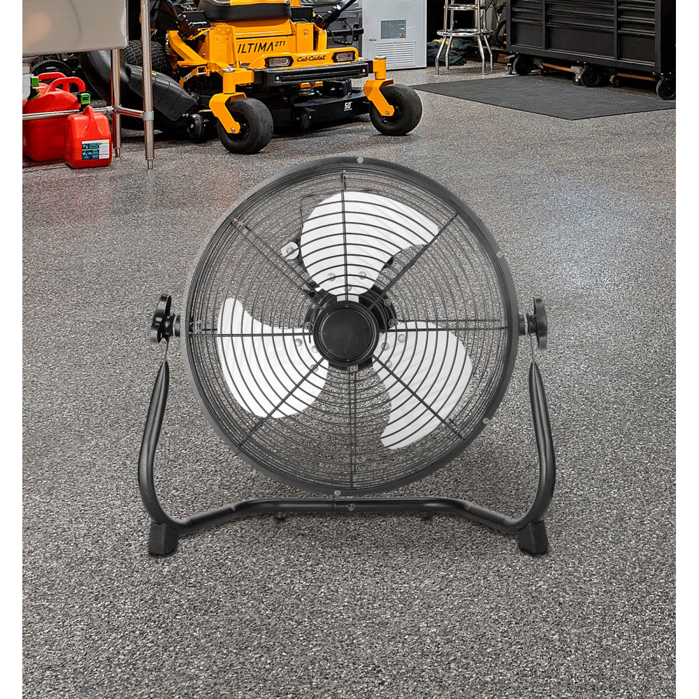 Ventilador industrial Midas fabricado en metal negro y cromo