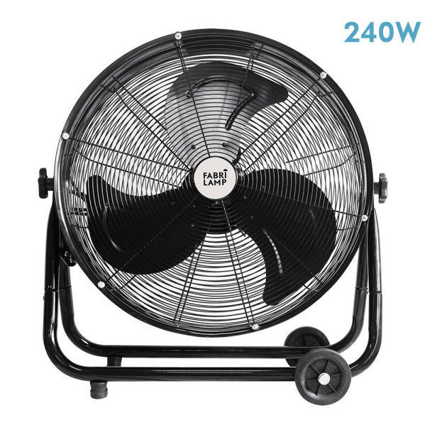 Ventilador Industrial Poniente 240w Negro de Fabrilamp y Abrila, vista frontal.