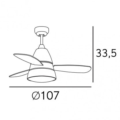 Ventilador de techo Iseran Cromo de Fabrilamp, detalle de las aspas.