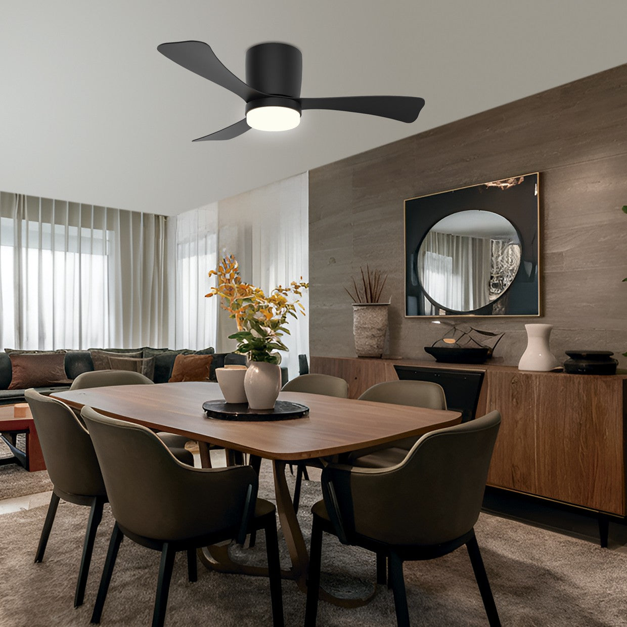 Medidas ventilador de techo KENT 107cm negro 18W LED AJP Alemar - Ref. 11835 - LuzGuru.com
