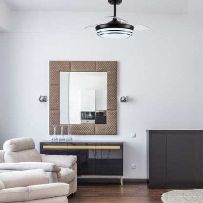 Ventilador de Techo Lander Mini Negro con Luz LED y Aspas Retráctiles CristalRecord - imagen 2 | CristalRecord