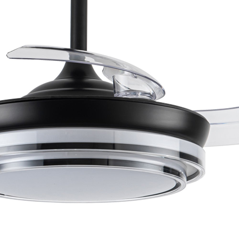 Ventilador de Techo Lander Mini Negro con Luz LED y Aspas Retráctiles CristalRecord - imagen 3 | CristalRecord