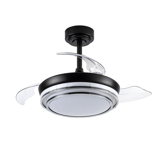 Ventilador de Techo Lander Mini Negro con Luz LED y Aspas Retráctiles CristalRecord - vista principal | CristalRecord