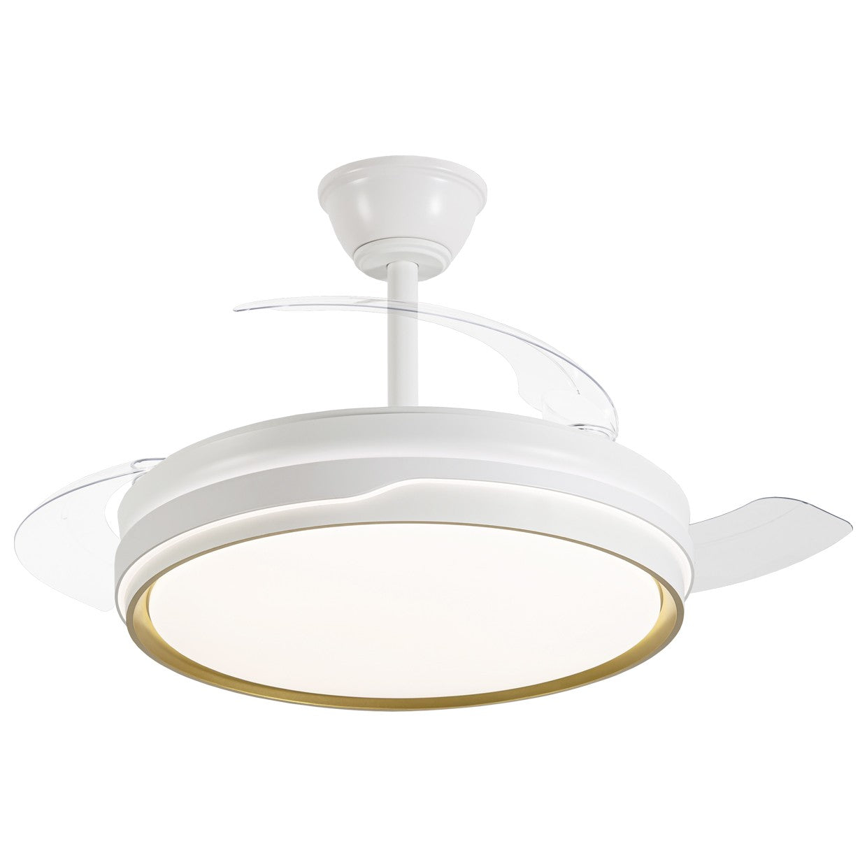 Ventilador de techo retráctil Lima Blanco-Oro AJP / Alemar con palas plegadas