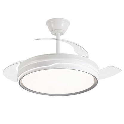 Ventilador de techo retráctil Lima Blanco-Plata AJP / Alemar con palas plegadas, vista frontal