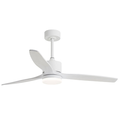 Ventilador de techo Madeira blanco con 3 palas de madera natural y luz LED integrada de AJP / Alemar