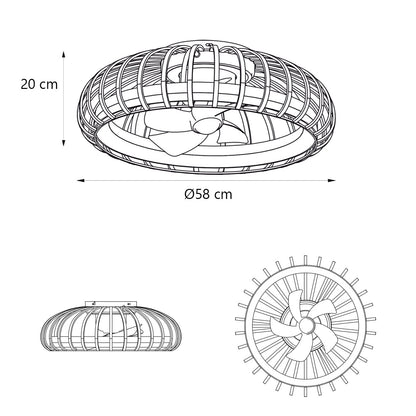 Medidas Ventilador Milo Blanco-Bamboo 30W AJP/Alemar (Ref. 11569) - LuzGuru.com
