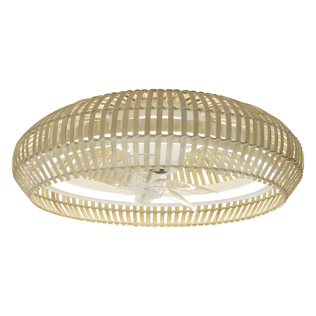 Ventilador Milo AJP/Alemar 11569: medidas detalladas.  Diseño blanco y bambú. 30W.
