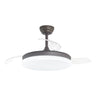 Ventilador de techo retráctil Mini Malta Café AJP / Alemar con palas cerradas y luz LED encendida