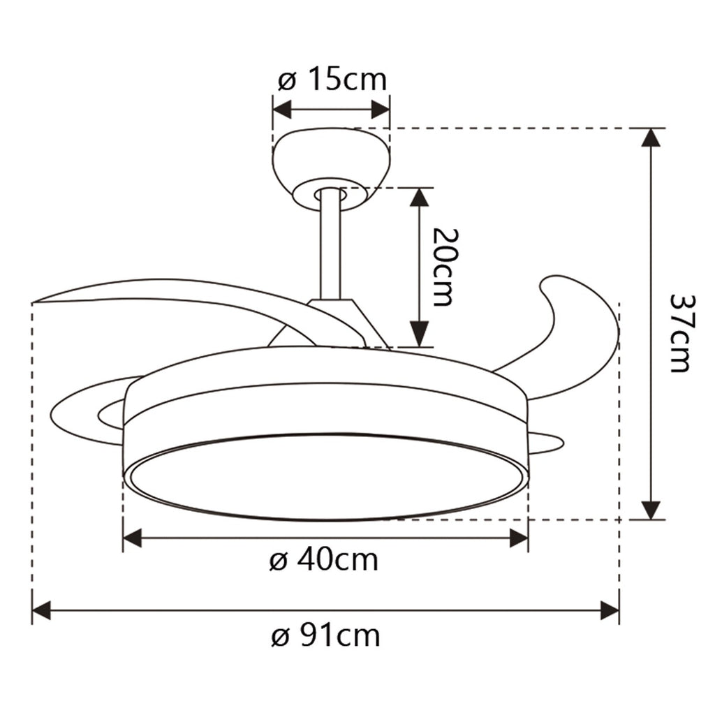 Ventilador Mini Togo Blanco 40cm AJP/Alemar (Ref. 11820): Dimensiones del potente y silencioso ventilador de 3 palas. ¡Frescor eficiente para tu hogar!
