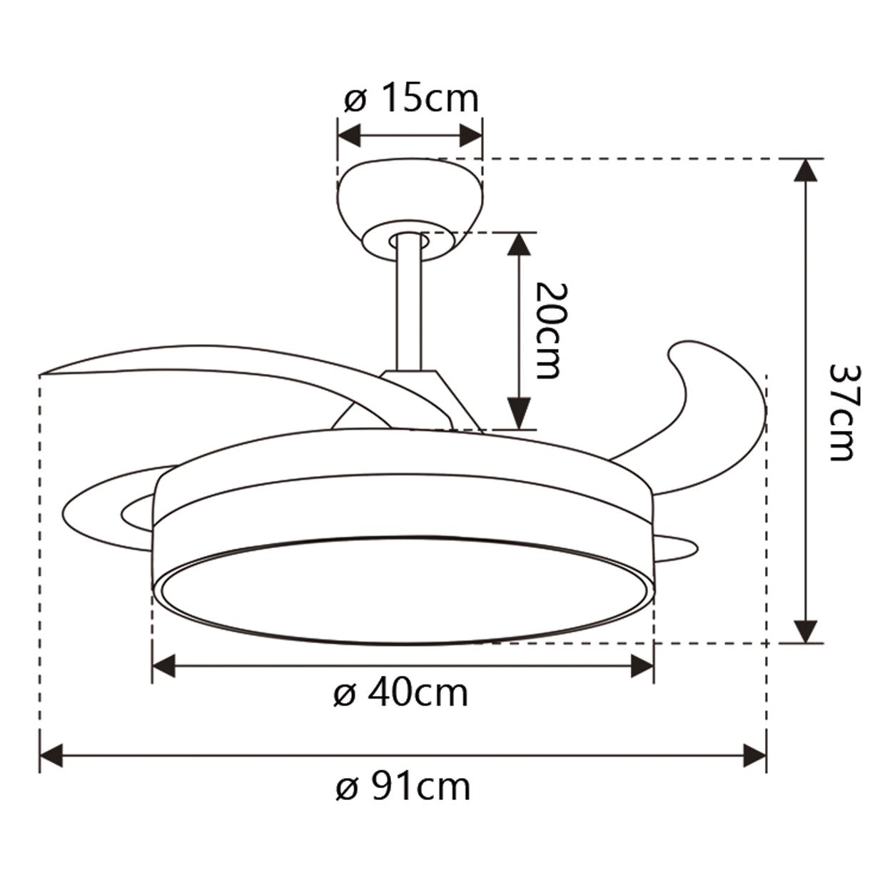 Ventilador Mini Togo Madera 40cm AJP/Alemar (Ref. 11823): Medidas del ventilador silencioso, eficiente y elegante de Alemar.  Compra en luzguru.com
