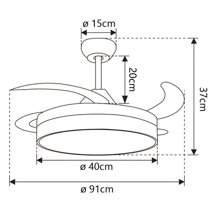 Ventilador Mini Togo Madera 40cm AJP/Alemar (Ref. 11823): Medidas del ventilador silencioso, eficiente y elegante de Alemar.  Compra en luzguru.com
