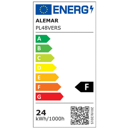 Ventilador de techo MINI TOGO Negro AJP / Alemar con aspas abiertas y luz LED encendida