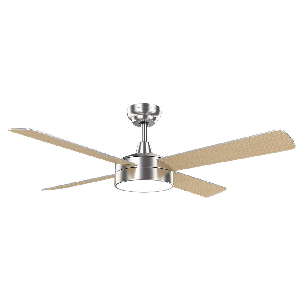 Ventilador Nevery fabricado en Metal color Níquel con aspas Haya y Plata