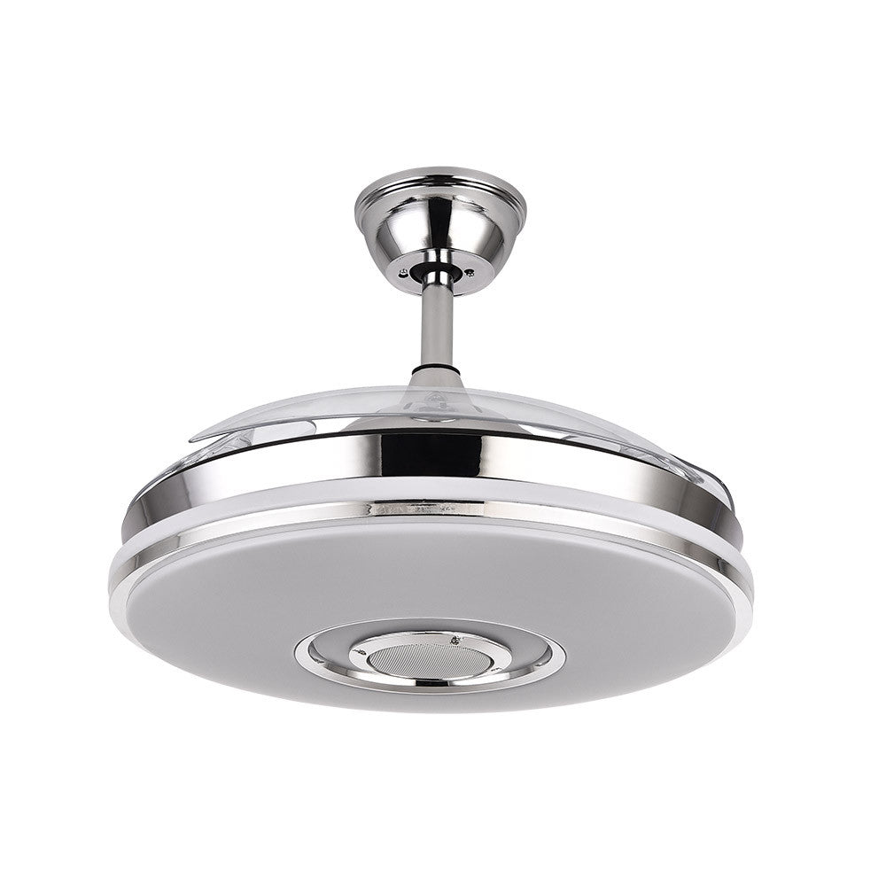 Ventilador Noto fabricado en metal color cromo