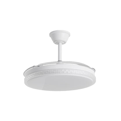 Detalle del motor y la base del ventilador de techo Nova blanco con luz LED