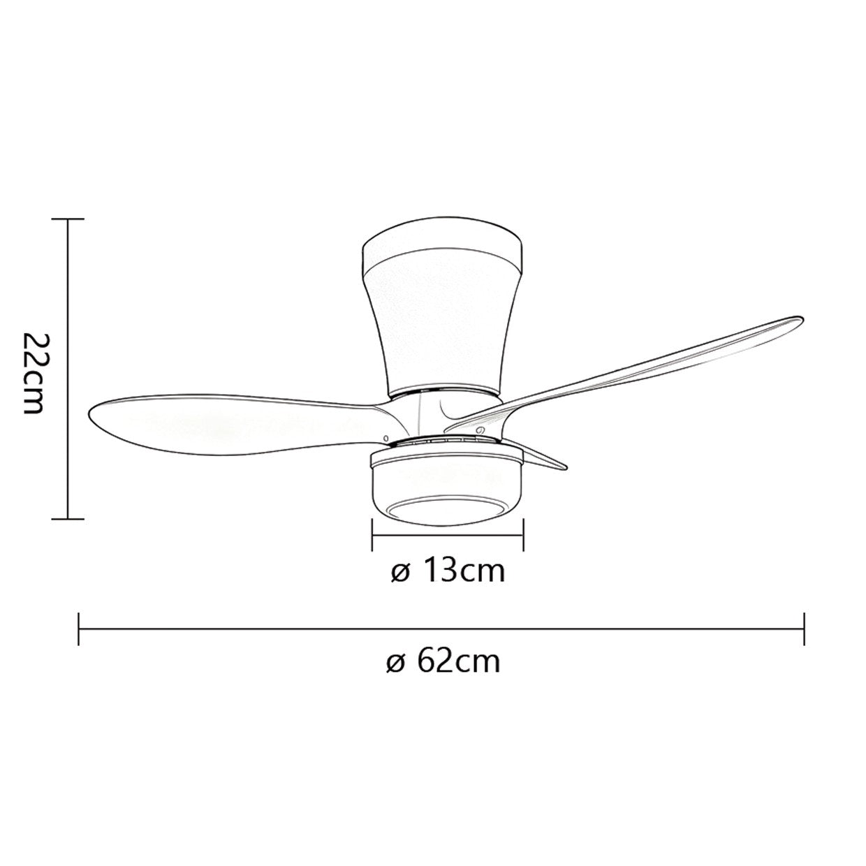 Detalle de las 3 palas de ABS del Ventilador BRIS Blanco, resaltando su acabado y material