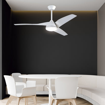 Ventilador de Techo PAPUA Blanco 132cm, vista lateral mostrando el diseño elegante