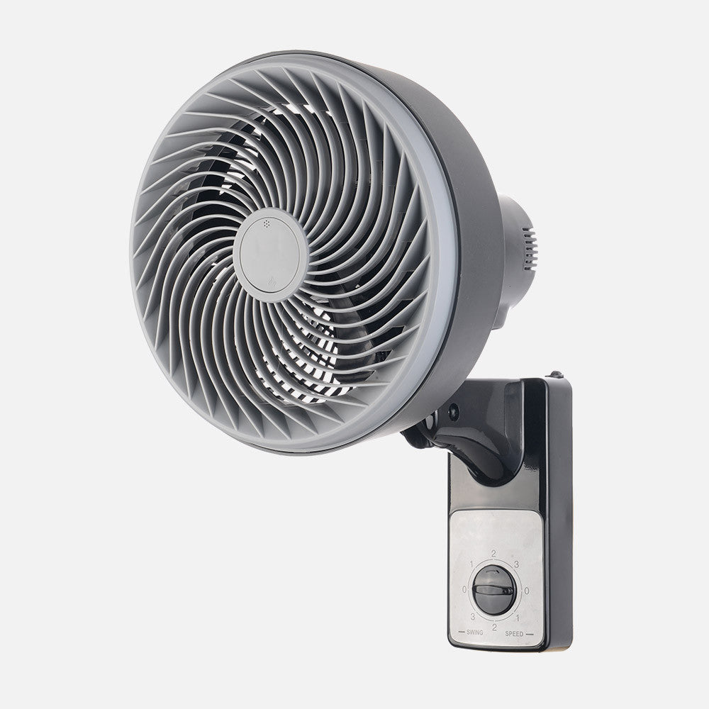 Ventilador Aeolus fabricado en Metal color Negro/Gris, aspas PVC