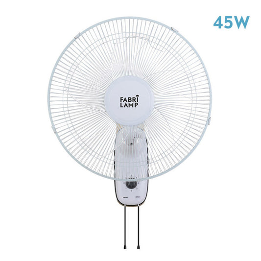 Ventilador de pared Cudo Blanco de Fabrilamp, 3 velocidades, oscilante, 5 aspas transparentes.