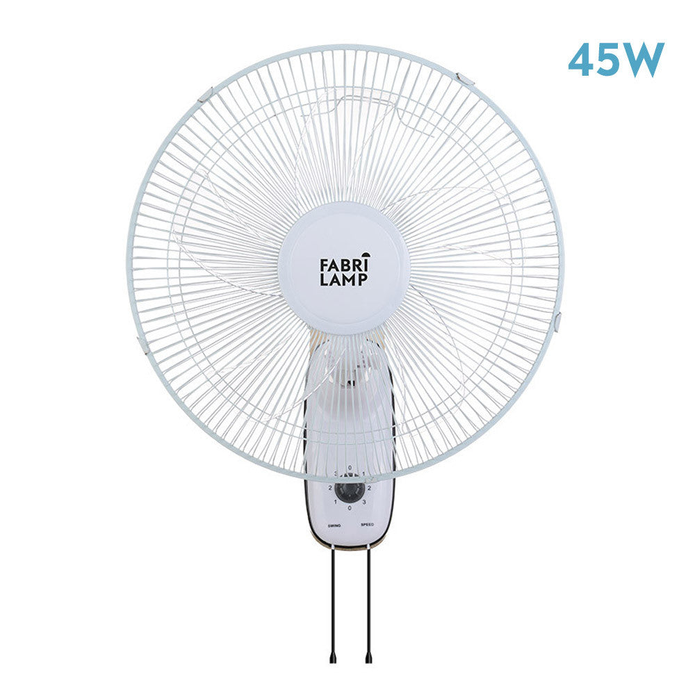 Ventilador Pared Cudo Blanco 3 Vel. 45w Oscilante 5 Aspas Transp. 53x43x30 Cm