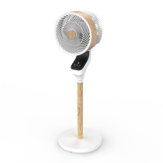 Ventilador de Pie Bizancio 50 W Blanco y Haya con Mando Fabrilamp - vista principal | Fabrilamp / Abrila