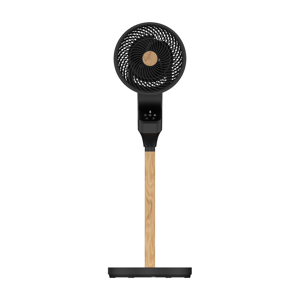 Ventilador Bizancio fabricado en metal y ABS color negro y haya