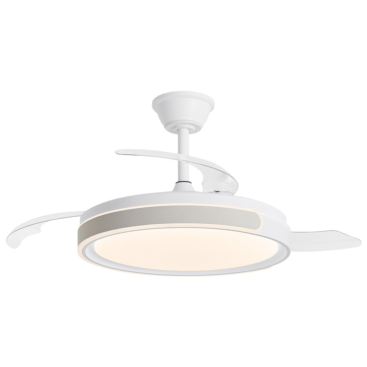 Ventilador de Techo Retráctil Samaná Crema AJP / Alemar con palas cerradas, vista frontal