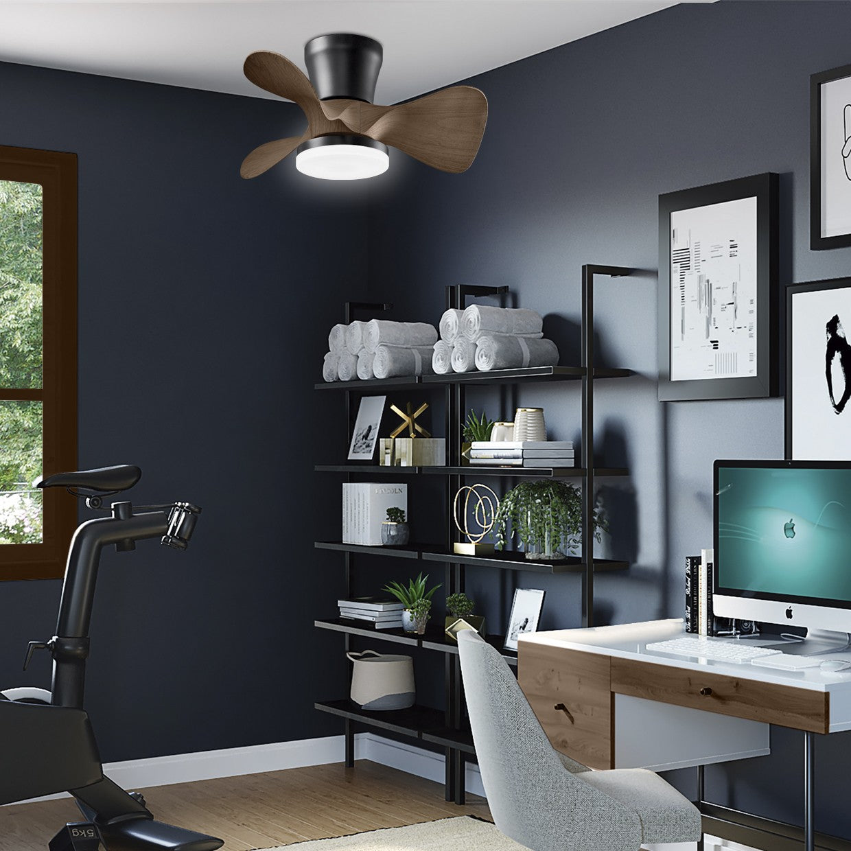 Ventilador techo Siux AJP Alemar 56cm, negro-madera, Ref. 11539: medidas detalladas. Elegancia y funcionalidad para tu hogar.  Luz LED regulable. #AJP #Alemar #Siux #VentiladorTecho #LuzGuru
