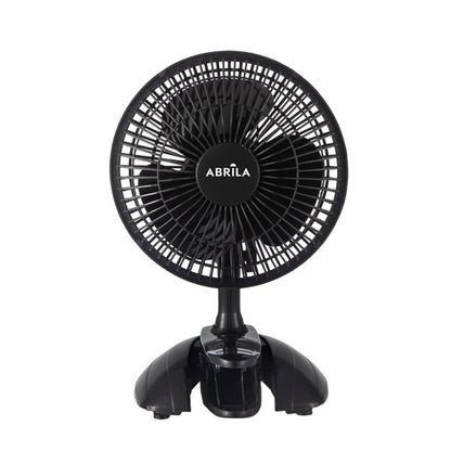 Ventilador de sobremesa con pinza Nervion Negro de Fabrilamp, vista frontal.