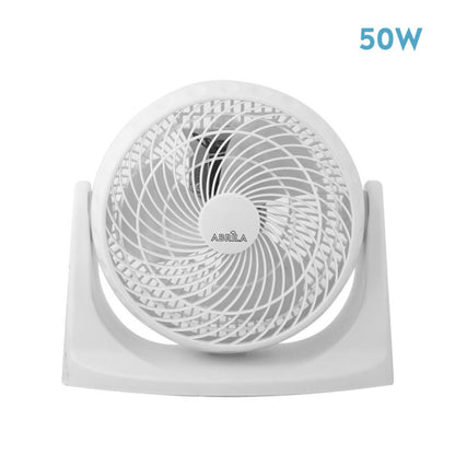 Ventilador de sobremesa Balboa blanco de Fabrilamp, tres velocidades, diseño moderno y compacto.