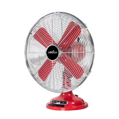 Ventilador de sobremesa Capitolio Rojo/Cromo, vista frontal. Fabrilamp en luzguru.com