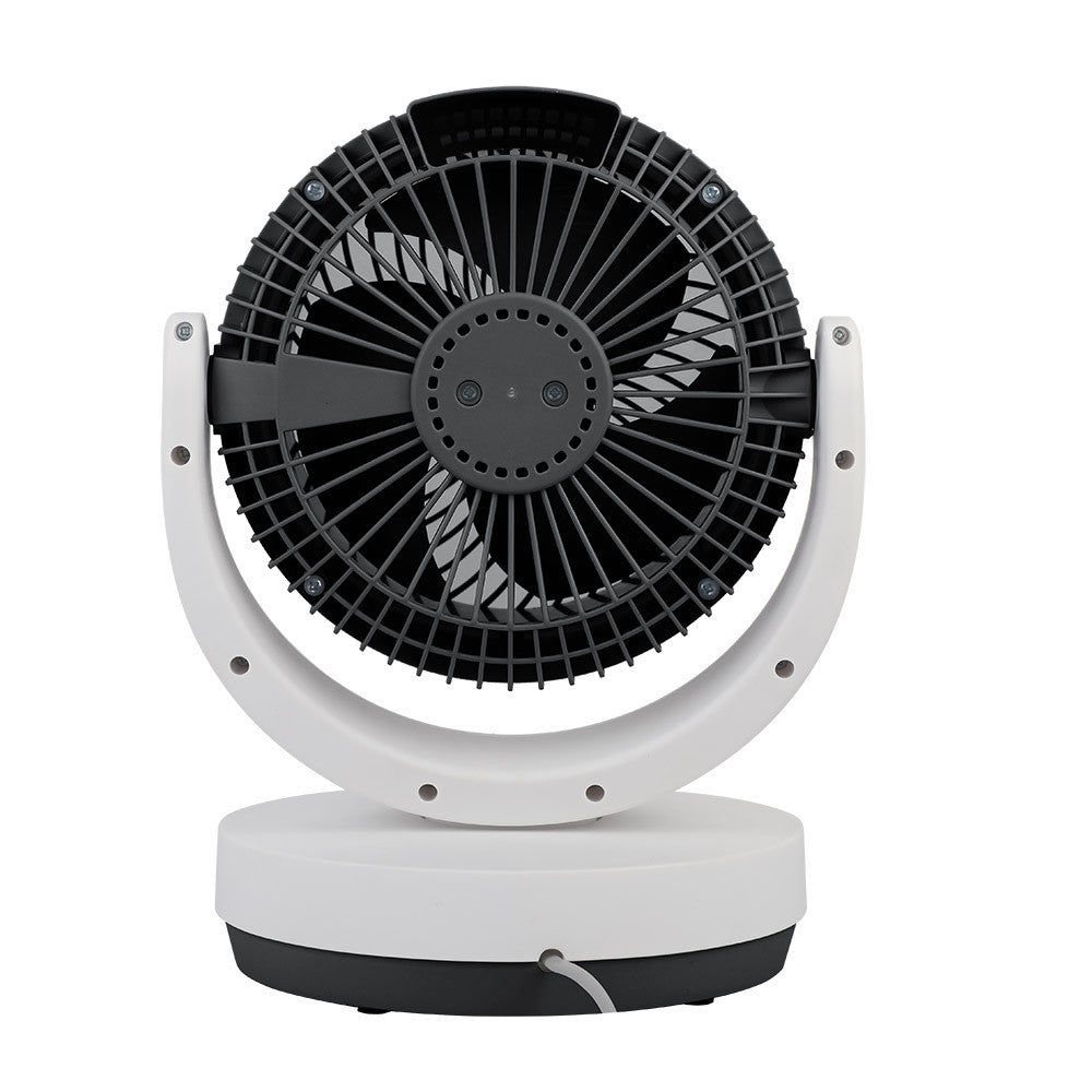 Elegante ventilador de mesa blanco y negro ideal para el escritorio