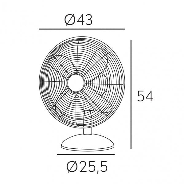 Ventilador de sobremesa Pali Cromo 50W de Fabrilamp, detalle de las aspas. Disponible en luzguru.com