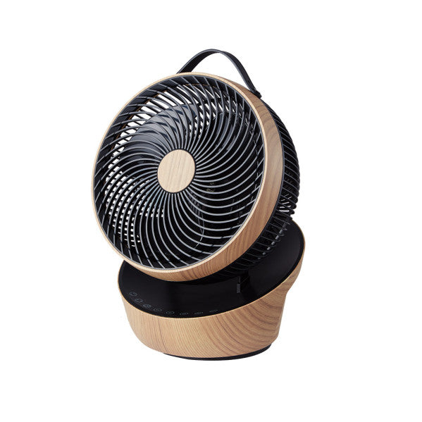 Ventilador de sobremesa Petirrojo Negro/Madera de Fabrilamp, con 12 velocidades y control remoto. Perfecto para tu hogar.