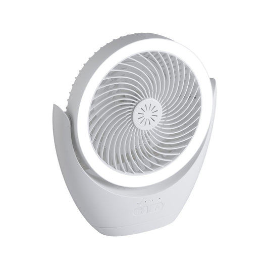 Ventilador de Sobremesa Travel LED 3W Blanco Alemar - Vista frontal principal en fondo blanco | LuzGurú