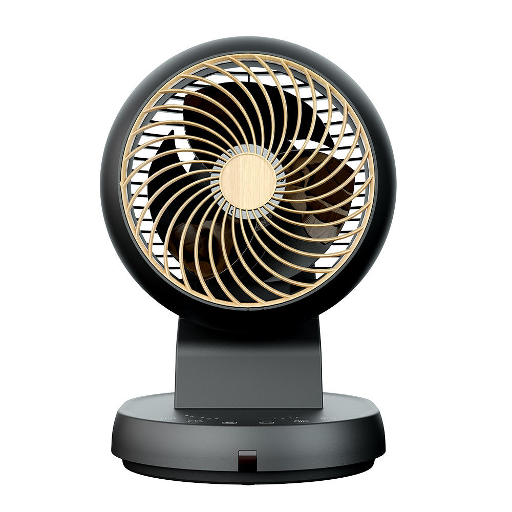 Ventilador de sobremesa Urbel fabricado en metal color negro y haya