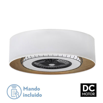 Ventilador Tania 72w Blanco/Madera Clara, vista frontal