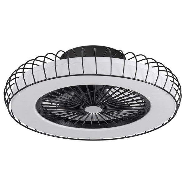 Ventilador de techo Tania 72W, vista lateral, mostrando el diseño elegante, luzguru.com